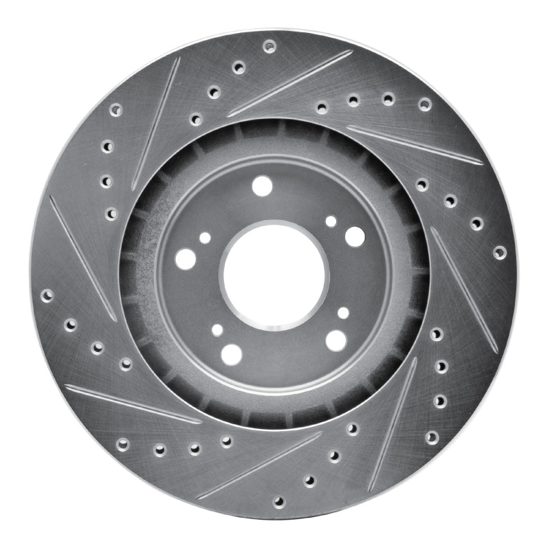 Acura NSX Brake Rotor (1) - Rear Right - R1 Concepts - Drilled & Slotted - Silver - `97-`05
